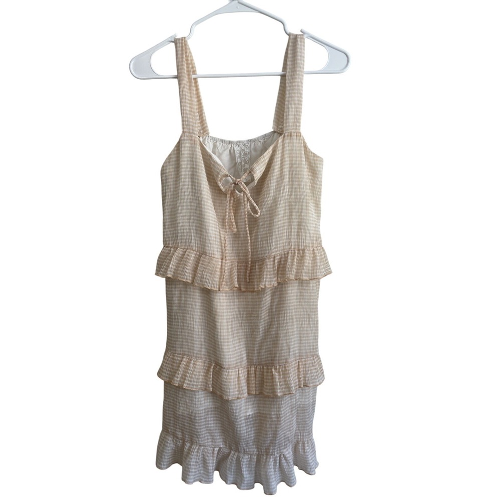 Sadie and Sage Size S Tiered Ruffle Mini Dress Gingham‎ Tie Front Sleeveless